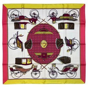Hermes Vintage Les Voitures a Transformation Silk Scarf c1980s